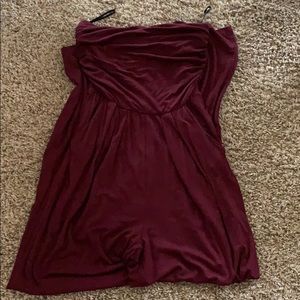 Burgundy Strapless Jumpsuit
